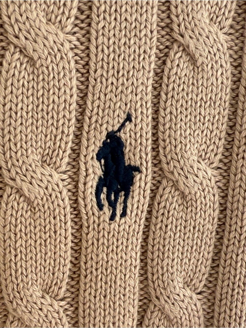 Polo Ralph Lauren Light Brown Cable Knit Short-Sleeve Crewneck Sweater  Size M - Picture 3 of 6